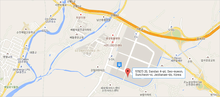 Domestic Suncheon Plant map - 827-1, Apgok-ri, Seo-myeon, Suncheon-si, Jeollanam-do, Korea
